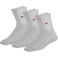 Navysport Men's Crew Length Cushion Cotton Socks (Pack Of 3) (Grey) Free Size