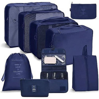House Of Quirk Polyester 9Pcs Set Travel Organizer Packing Cubes Lightweight Travel Luggage Organizers With Laundry Bag (Dark Blue), 30 Centimeters, 12 Centimeters