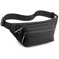 Anzailala Waist Bag For Men & Women,Fanny Pack With Portable,Adjustable Belt,Waterproof Chest Bag For Travel Hiking Running Outdoor(Black)