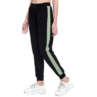 Blue Star Shark Women's Cotton Loopknit Track Pants | Comfortable Lounge Pants For Summer | Casual Pyjamas, Nightwear, Gym, Yoga, Sports, Running | Relaxed Fit Everyday Comfort, Black, L
