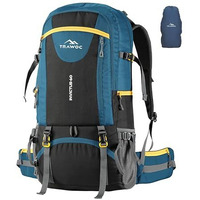 Trawoc Invictus 60L Travel Backpack Hiking Trekking Bag Camping Rucksack For Men & Women With Rain Cover/Shoe Compartment Mhk003, 3 Year Warranty, English Blue