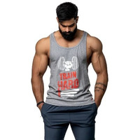 Juari Be A Gentleman Sleeveless Grey Melange Regular Fit Gym Vest For Men