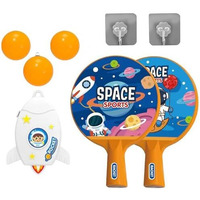 Thrive Toys Indoor Hanging Table Tennis Trainer Portable Set - Ping Pong Ball For Kids Table, 2 Racket & 3 Practice Ball With Adjustable Height- Self Training Games (Rocket Design)