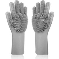 Episkey Dishwashing Gloves With Wash Scrubber + Magic Silicone Gloves + Heat Resistant + Reusable Cleaning Gloves For Kitchen,Car, Bathroom And Pet