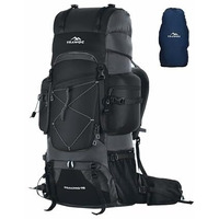 Trawoc Peakpro 75 Liter Travel Backpack For Hiking Trekking Bag Camping Rucksack With Laptop Compartment/Rain Cover/Shoe Compartment Bhk002, 3 Year Warranty, Black