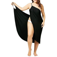 Palay Beach Wear Dress For Women Stylish Solid Bikini Set For Women Beach Wear Spaghetti Strap Wrap Beach Dress Swimsuit Cover Up Lightweight Sarong Beach Outfits For Women - M, Black