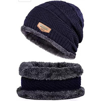 Handcuffs Winter Beanie Hat And Scarf Set For Men & Women (Blue)