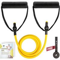 Goat Resistance Tube Bands, Multipurpose Resistance Tube With Foam Handles, Door Anchor For Exercise, Suitable In Home & Gym Workout For Men & Women (Yellow 10 Lbs + Door Anchor)