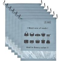 B11 Women Handbag Covers Storage Bag Dust Cover Large Size (Set Of 6 Pcs) 18X22 Inch, Grey Bags With Plastic Clear Window