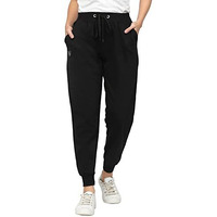 Uzarus Women's Cotton Regular Fit Joggers Mid Rise Track Pants With 3 Pockets (3Xl, Black)