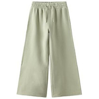 Alan Jones Clothing Solid Cotton Wide Legs High Rise Girls Trackpant (Light Green_13-14 Years)