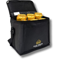 Outer Woods Insulated 6 Can Cooler Bag | Fits 6 X 500Ml Beer Cans | Keep Cans Cool For Up To 10 Hrs | With 2 Units Of Ice Gel Packs (Black)