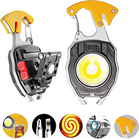 Flipwyn 4-In-1 Rechargeable Led Keychain Flashlight  800 Lumens Cob Light With Lighter, Whistle, Screwdriver & Bottle Opener  Magnetic Base Emergency Torch For Outdoor, Hiking & Camping
