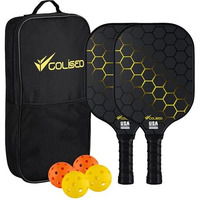 Coliseo Pickleball T700 Raw Carbon Fibre Thermoformed Paddles Kit With 4 Balls & 2 Paddles With Storage Bag Pickleball Game Set For Kids Adults Outdoor Family Game Pickleball Paddles Gift For Kids