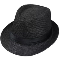Clothera Fashion Straw Fedora/Trilby Summer Jute Hat For Men (Black), Free Size