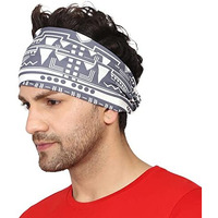 Coreteq Multicolor Sports Sweatband Headband Concealed Seam Micro-Spandex Men And Women (Geometric Grey) Free Size