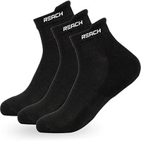 Reach Bamboo Fibre Ankle Length Socks For Men & Women | Breathable Mesh & Odour Free | Sports & Gym | Soft & Comfortable | Pack Of 3 | Black