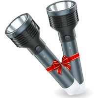 Pick Ur Needs 2 In 1 Long Range Emergency Rechargeable Aluminium Body Led Search Torch Light (Pack Of 2)