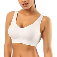 Fshway Women's Seamless Padded Sports Bra  Slip-On, Stretchable, Free Size (Fits 3036 Bust)  White