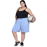 Cupid Plain Comfortable Plus Size Barmuda/Shorts For Sports, Yoga, Daily Use Gym, Night Wear, Casual Wear For Girls_Sky Blue_6Xl
