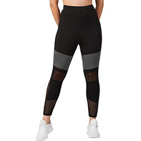 Blinkin Women's Mesh Gym Tights Workout With Side Pockets/Stretchable/High Rise Yoga Pants (1761,Color_Black,Size_M)