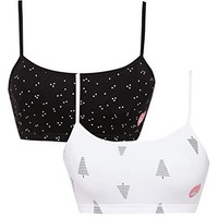 Sillysally Pack Of 2 Girls Beginners Bra | Sport Bra Non Padded Non Wired/Double Layered Fabric Bra Multicolour