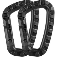 Rianz Pack Of 2 Tactical Carabiner Keychain Hard Polymer Carabiners D Hook Light Weight Spring Snap Gear Clip Utility Ring Backpack Hanging Buckle For Outdoor Travelling Camping (Black)