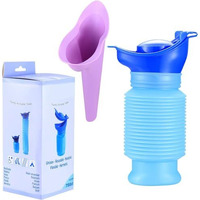 Coopu Adjustable Emergency Urinal 750Ml, Portable Toilet For Car, Traffic. Suitable For Men, Women. Portable Travel Shrinkable Personal Mobile Toilet Potty Pee Bottle With Funnel (Blue)
