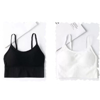 Acnos Cotton Pack Of 2 Women Sports Lightly Padded Bra Combo Bra (Black-White) (Free Size Bra Fit Up To 28-30-32-34)