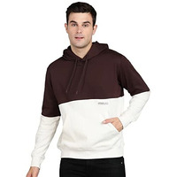 Alan Jones Clothing Men's Colorblock Cotton Regular Fit Hooded Sweatshirt (Brown_L)