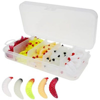 Proberos Fishing Lures, 125 Pcs Fishing Soft Plastic Lures, Fishing Lures Kit With Portable Box & 5-Color Worms Lures & 1 Inch Soft Pvc Realistic Maggot Fishing Baits