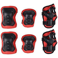 Jern Kids Skating/Cycling/Scooter/Roller Skates 6 Pcs. Guard Set,Eva Padded With Plastic (Knee,Elbow & Palm Guard) (Red)