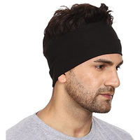 Gajraj Wide, Moisture Wicking And Non-Slip Exercise Workout Cotton Headband For Men And Women (Black)
