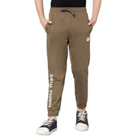 Alan Jones Clothing Boys Solid Joggers Track Pants (Olive_11-12 Years), Mid Rise