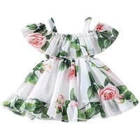 Buy & Try By Dharmikaay Girl's Georgette Floral Printed Frock Dress For Girls Short Frock Baby Western Dresses| Stylish Latest Fancy Kids Clothing For Festival, Birthday, Fashion. 4-5 Years White