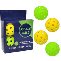 Funblast Pickle Ball  Pack Of 4 Durable Outdoor/Indoor Balls With 40 Precision Molded Holes, Optic Outdoor 4 Neon Green Performance Pickleballs, High Visibility For Consistent Play