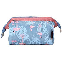 House Of Quirk Toiletry Kit Women Jewelry Organizer Electronics Accessories Hard Drive Carry Case Portable Cube Purse (Grey Flamingo)