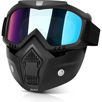 Dlala Goggle Mask - Anti-Scratch Uv Protective Open Face Eyewear, Windproof Dirt Shield, Adjustable Strap, Soft Foam Padded, Detachable For Cycling, Bike, Racing, Unisex (Full Face Mask With Goggles)