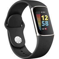 Tobfit Silicone Band For Fitbit Charge 5/6 Fitness Tracker (Watch Not Included), Soft Adjustable Replacement Strap With Hidden Buckle, Sport Wristband For Men Women(Black)
