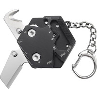 Flombify Ls11 Hexagonal Shape Multi Tool Keychain, Portable Pocket Multitool With Folding Cutter, Screwdriver Set, Bottle Opener, And More For Outdoor Hiking, Camping