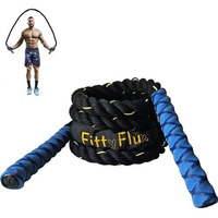 Fittyflux 1.2 Kg Weighted Jump Rope For Fitness- 3Lb Heavy Jump Rope For Men &Women - Gym Training, Home Workout, Total Body Workouts - 3M Long, Polyester (1.2Kg, Blue)