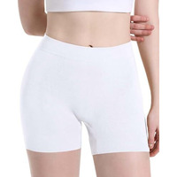 Hsr Women's Cotton Ice Silk Safety Pants Mid Waist Seamless Anti-Slip Non-Curling Shorties/Underskirt Shorts (One Size Fit To 30-38 Inch) (White (Fit To : 30-38 Inch))
