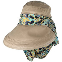 Palay Hats For Women Upf 50+ Anti-Uv Wide Brim Foldable Sun Visor Hat With Detachable Top & Neck Scarf, Large 14Cm Brim, Lightweight Canvas Fabric, Summer Beach Outdoor Protection (Floral)