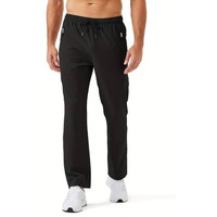 Toplot Men's Relaxed Fit Outdoor Pants - Solid Color With Drawstring (Track-Pant-5217-Black-34)