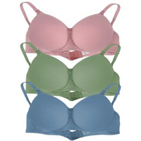 Arc De Shapes Women's T-Shirt Bra Full Coverage Lightly Padded Seamless Cotton Pack Of 3 Combo For Women & Girls Gives A Sexy & Stylish Look With Detachable Straps Pack Of 3 (Blue-Green-Peach) - 32C