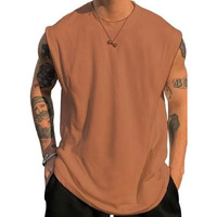Fashfeed Mens Tank Tops Sleeveless Round Neck Polycotton Vest For Gym, Running And Outdoor Coffee