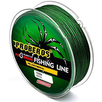 Proberos Strong Fishing Line, 0.50Mm 80Lb 100M Pe 4 Strands Monofilament Braided Angling Accessory, Durable Fishing Line (Green, Max Tension 36.2Kg)