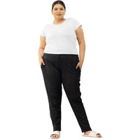 Cupid Regular Fit Printed Cotton Mid Rise Plus Size Night Track Pant, Lower, Trouser, Joggers For Lounge N Gym Wear For Girls, Black_4X Large
