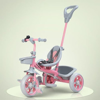 Baybee Beagle Pro 2 In 1 Baby Tricycle For Kids, Plug N Play Kids Tricycle With Parental Push Handle, Eva Wheels, Footrest & Baskets | Kids Cycle Trikes | Baby Cycle For Kids 2 To 5 Years (Pink)