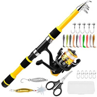 Proberos Telescopic Fishing Rod And Reel Combo 1.8M Carbon Fiber Spinning Rod Portable Travel Fishing Rod Kit With Bait Kit For Beginner Friendly Starter Pack